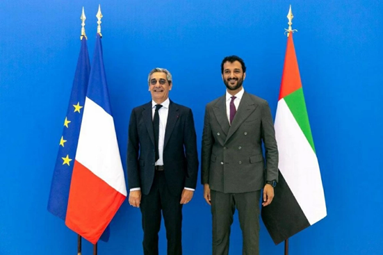 Bin Touq met with a French minister on the sidelines of VivaTech. The UAE and France discussed cooperation in tourism, aviation, and project support.